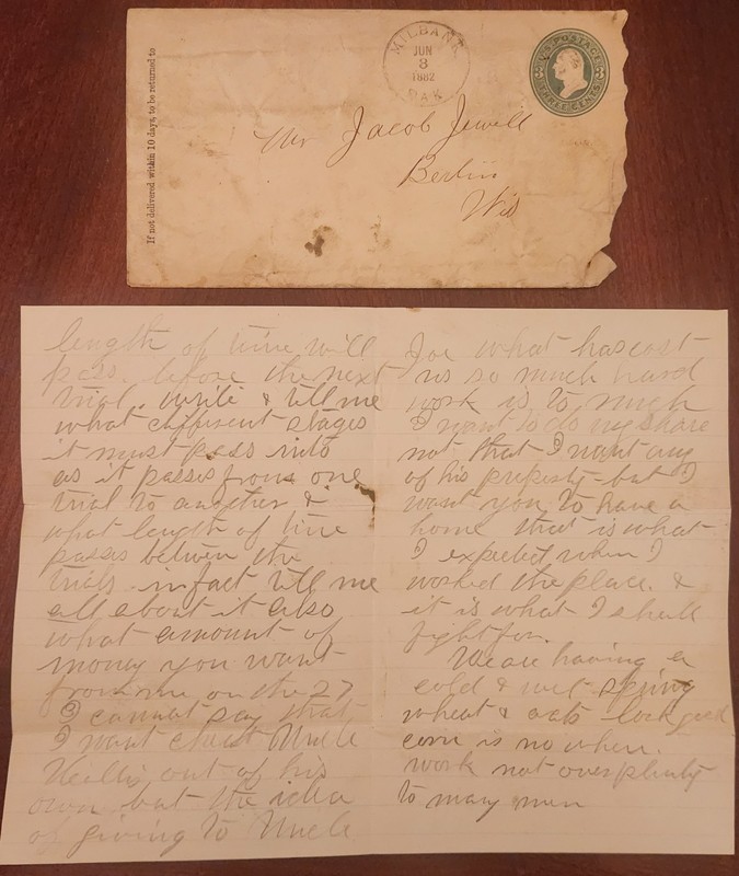 1882 MILBANK DAKOTA TERRITORY SON TO FATHER LETTER & POSTAL COVER LAWSUIT