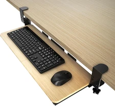 Ergonomic Keyboard Tray under Desk Pull Out with Adjustable C-Clamp Mount, Slide