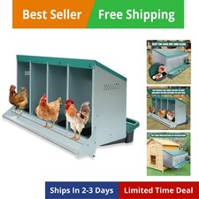 Chicken Nesting Box, 4 Holes Nesting Boxes, Heavy Duty Metal Laying Boxes, Ro...