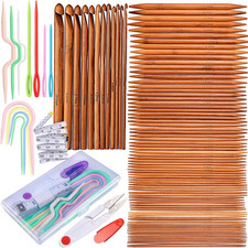 Knitting Needles Set, 75PCS Bamboo Double Pointed Knitting Needles 7.9'' Lengt