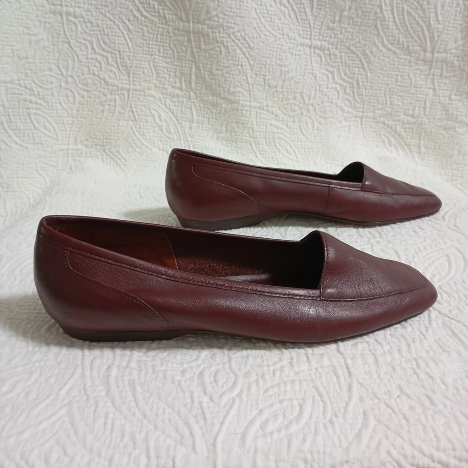 Zapatos mocasines planos para mujer Capezio talla 8,1/2M borgoña Jenny sin cordones de cuero Foto 4 de 4