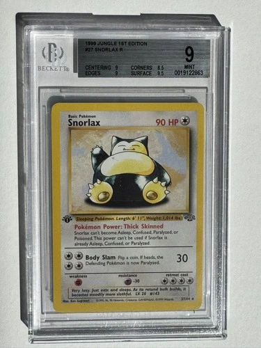 1999 Pokemon Jungle 1st Edition #027 Snorlax BGS 9