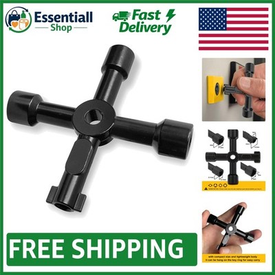 Compact Black Utility Key - 4 Shapes for Maximum Flexibility in Plumbing Tasks