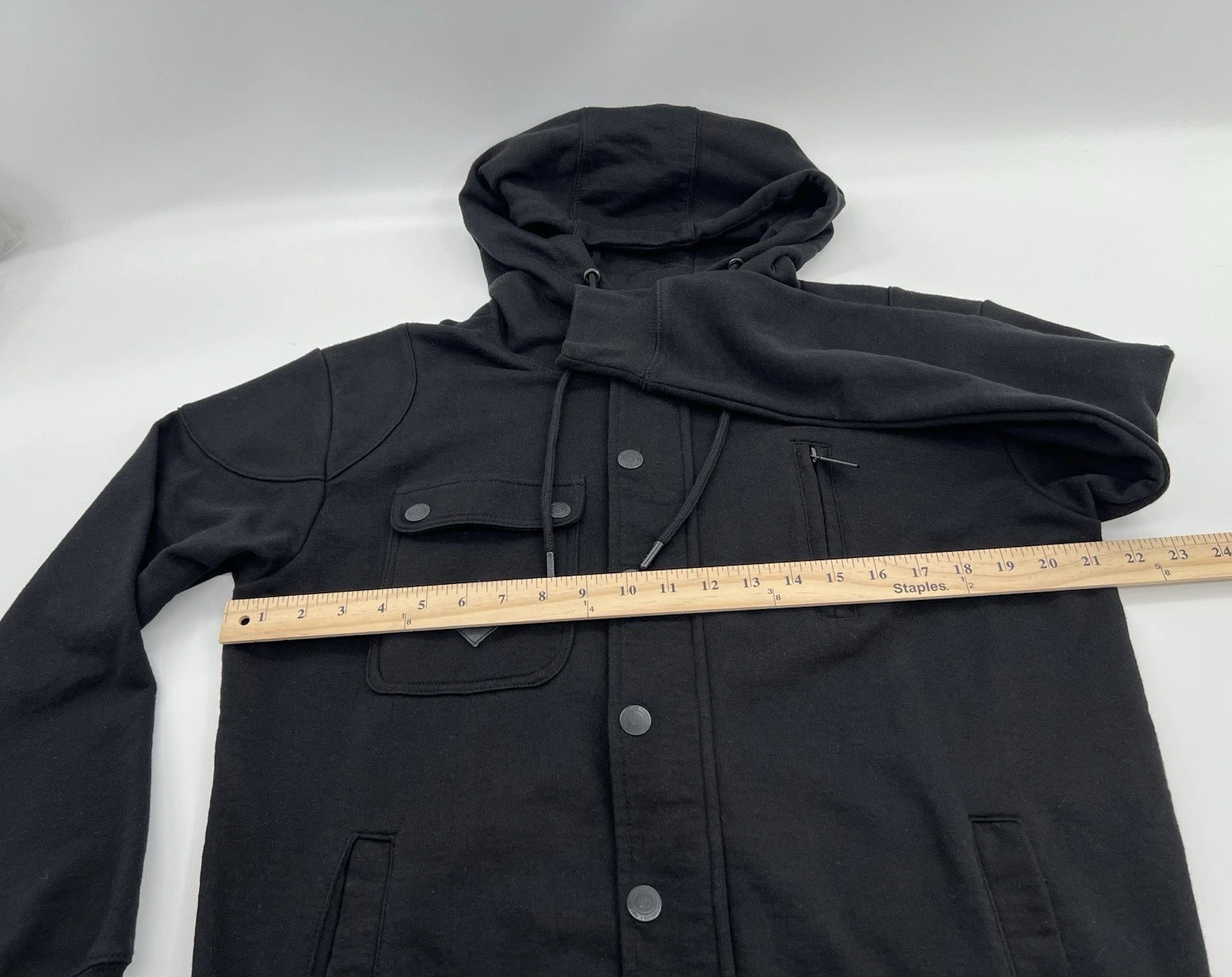 JINX Men’s Small Black Hooded Jacket Skull Utility Military Gamer Hoodie image 8