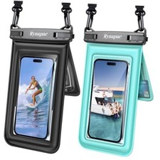  Up to 8.5'' Floating Waterproof Phone Pouch, Double Bags Black  Green