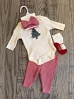 Starting Out Newborn Infant Baby Girl Christmas Outfit Bow Socks Sz 0