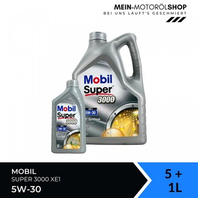 Mobil Super 3000 XE1 5W-30 Mercedes API SN Motoröl 5+1 Liter = 6 Liter