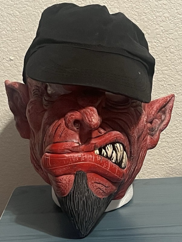 Disguise Red Devil Halloween Mask Rubber Latex w/ Hat Easter Unlimited