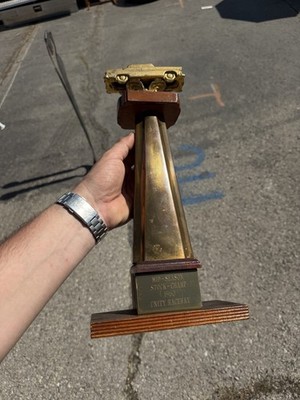 Vintage Stock Car Racing Trophy 1960 Unity Raceway Unity Maine Brass And Wood