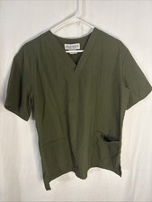 Natural Uniforms Olive Green Short Sleeve V Neck Scrub Top Pockets S