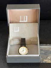 Dunhill Mens Watch Quartz Roman Round White Dial Black Band Timepiece