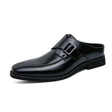 Men's Faux Leather Slippers Square Toe Slip On Formal Casual Work Sandals Shoes