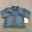 Aéropostale Denim Bomber Jacket Womens Medium Blue Full Zip Sample Ribbed Trim