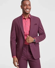 Bar III Men's Skinny-Fit Burgundy Wool-Blend Suit Separate Jacket - Red - 36S