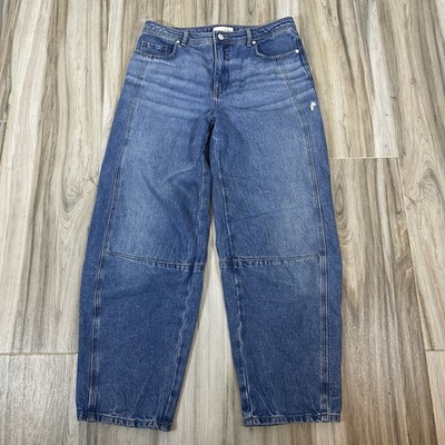 LOFT The Barrel Jeans Dark Wash Size 6/28 x 26  High Rise Denim Medium Wash FA25