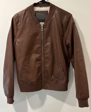 Ci Sono By Cavalini Faux Leather Jacket Motorcycle Style Women's XL Cognac Brown