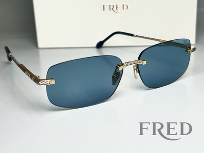 Brand New FRED Sunglasses Rimless Square FG40049U 30V 60-145 24k Gold Plated