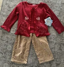 VTG Disney Baby Beauty & The Beast Belle Rose 2 Piece Outfit HTF 24m NWT