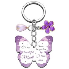 Mothers Day Gifts for Mom from Daughter Son Purple Butterfly Keychain Gifts