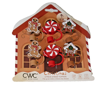 6 CWC 2025 Christmas Straw Toppers 10MM Gingerbread Boy, House ...