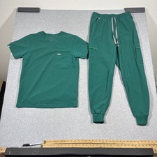 FIGS Men Scrubs Green Set Sz XS Top Leon , Sz S Bottoms Joggers Read