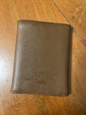 Camel Cigarette Tri-Fold Leather Wallet Vintage Brown