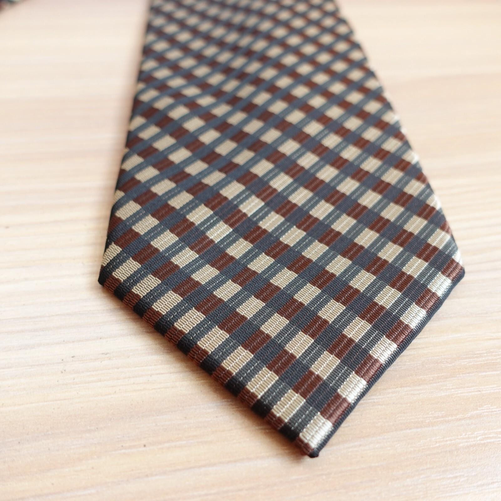 Neck Tie Mens Brown Black Plaid Solid Basic Suit … - image 5