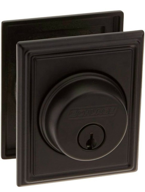 Schlage B60ADD716 Single Cylinder Grade 1 Deadbolt - Addison Rose Design In Aged Bronze