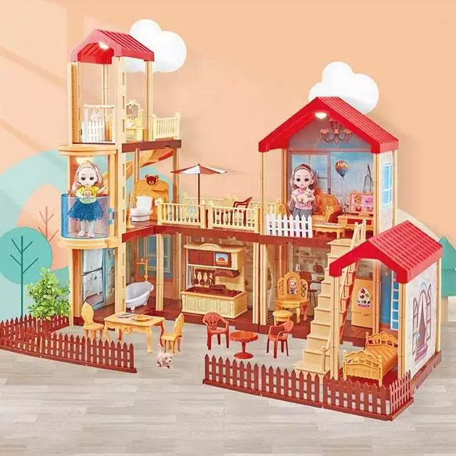 New Children's Play House Toys Mini Doll House Toy Portable Simulation  Villa Model Girl Toy Set