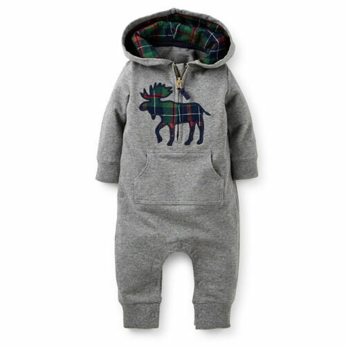 Neugeborenes Säugling Baby Jungen Cartoon Kapuzenstrampler Overall Body Kleidung Outfit - Bild 8 von 19
