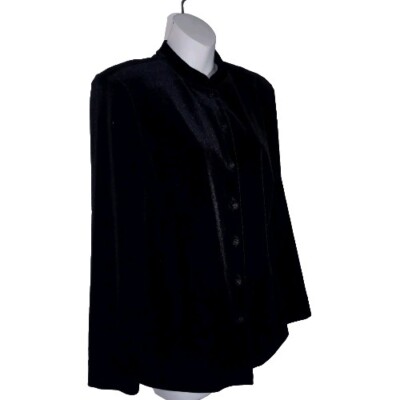 N Touch Long Sleeve Velvet Button Down Jacket Top Women's Size S