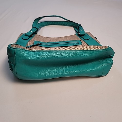 Neu mit Etikett APT 9 Brady Shopper Handtasche gewebt hellbraun Naturstroh türkis grün Handtasche - Bild 6 von 14