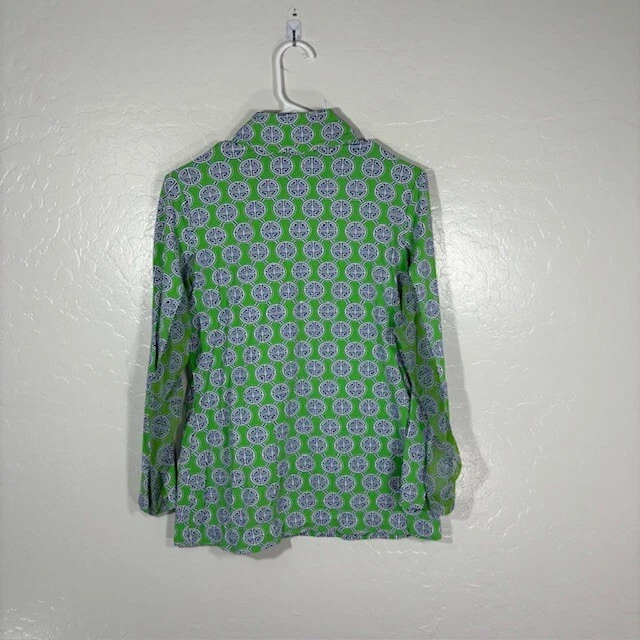 Top de golf IBKUL para mujer manga mediana de malla 1/4 cremallera elástica estampado verde UPF Foto 4 de 4