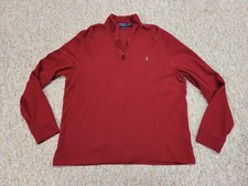 Polo Ralph Lauren Sweater Mens Large Red Estate Rib Quarter Zip Cotton Pony