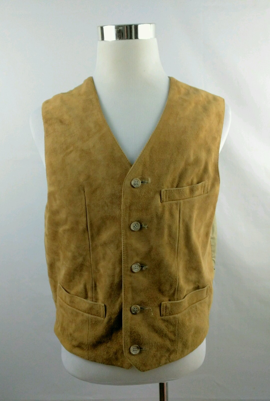 Vintage GAP BROWN SUEDE Leather Button Vest Mens Size… Gem