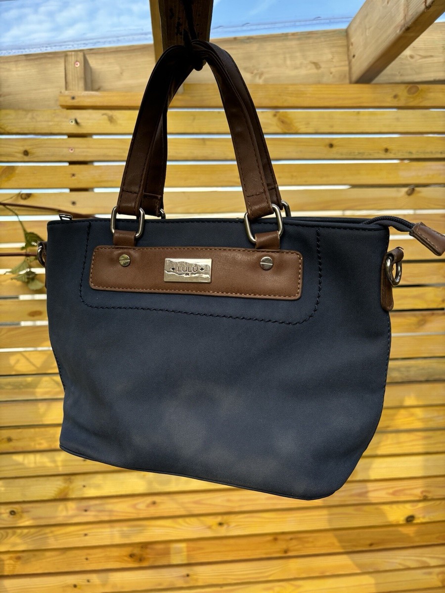 Lulu DK Denim Blue And Brown Faux Leather Handbag C UK