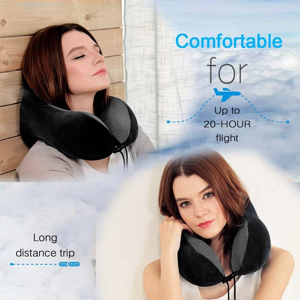 Travel Pillow Best Memory Foam Neck Pillow Head Support Soft Pillow for Sleep...