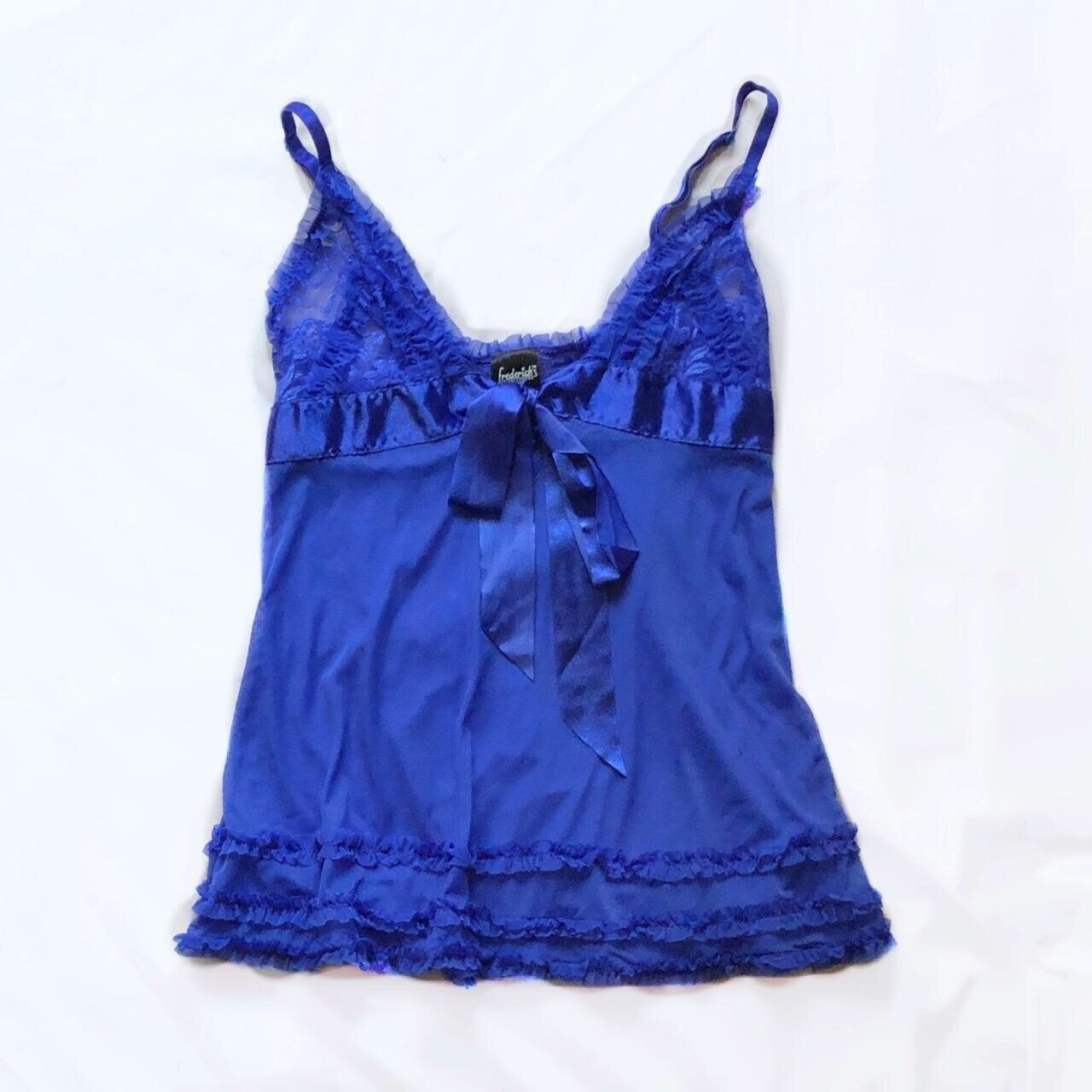 Frederick’s Of Hollywood Blue Sheer Ruffle Frilly Mes… - Gem