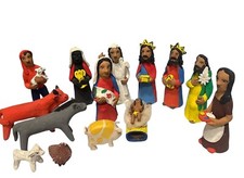 JOSEFINA AGUILAR Signed Christmas Nativity Mexican Folk Clay Pottery