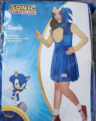 Sonic The Hedgehog Hooded Dress Costume, Adult Large