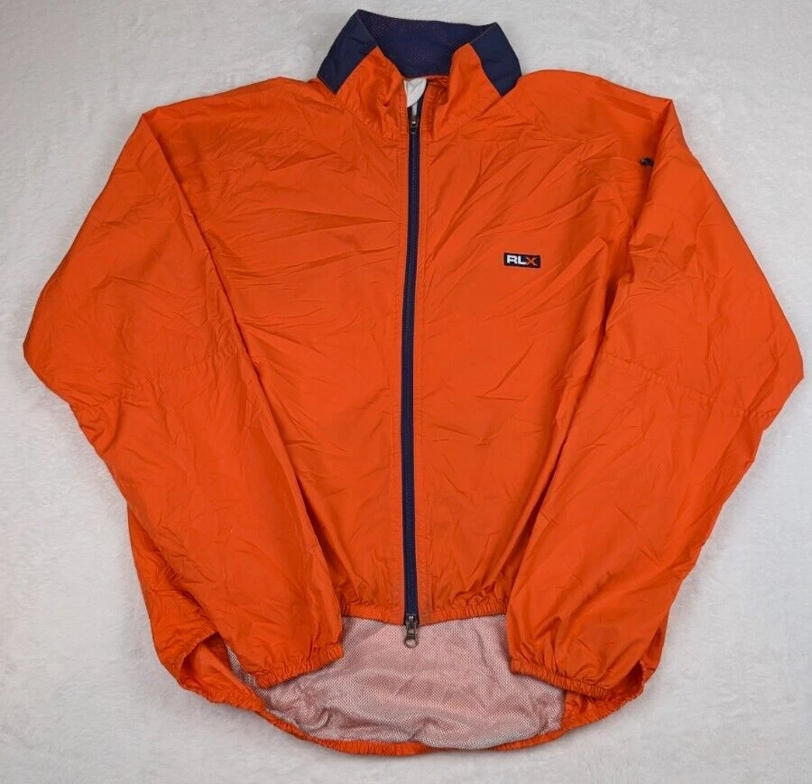 Chaqueta cortavientos deportiva RLX Polo para hombre grande naranja empaquetable Foto 2 de 4