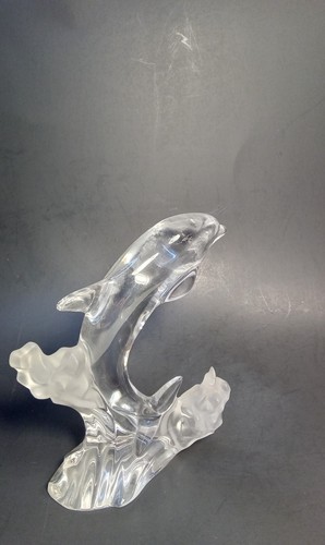 Lennox 1994 Fine Crystal Dolphin Sculpture 7" Lennox 1994 Engraved on Bottom - Picture 9 of 21