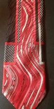 ANTONIO RICCI Men's 100% Silk Necktie ITALY Designer Geometric Red EUC