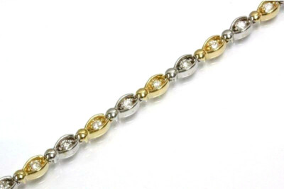 1,1 ctw natürlicher Diamant (VS-SI) massives 14k zweifarbiges Gold Gliederarmband 6-8 Zoll