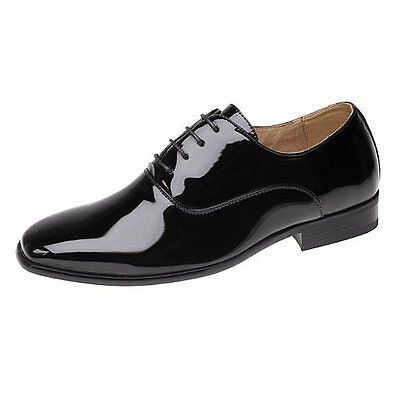 Mens New Black Lace Up Leather Lined Patent Wedding Shoes Size 6 7 8 9 10 11 12 