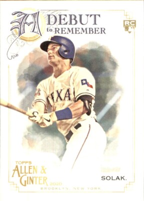 2020 Topps Allen and Ginter A Debut to Remember #DTR24 Nick Solak RC RANGERS