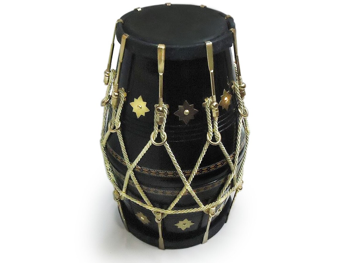 Wood Dholak Indian Folk Musical Instrument Drum Nuts N Bolt