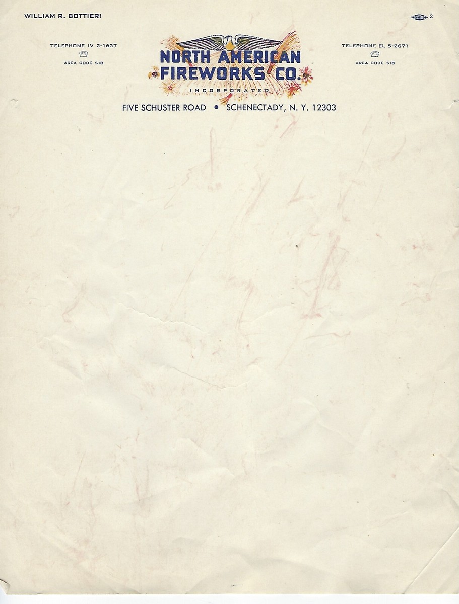 North American Fireworks Co. Schenectady, NY Letterhead | eBay