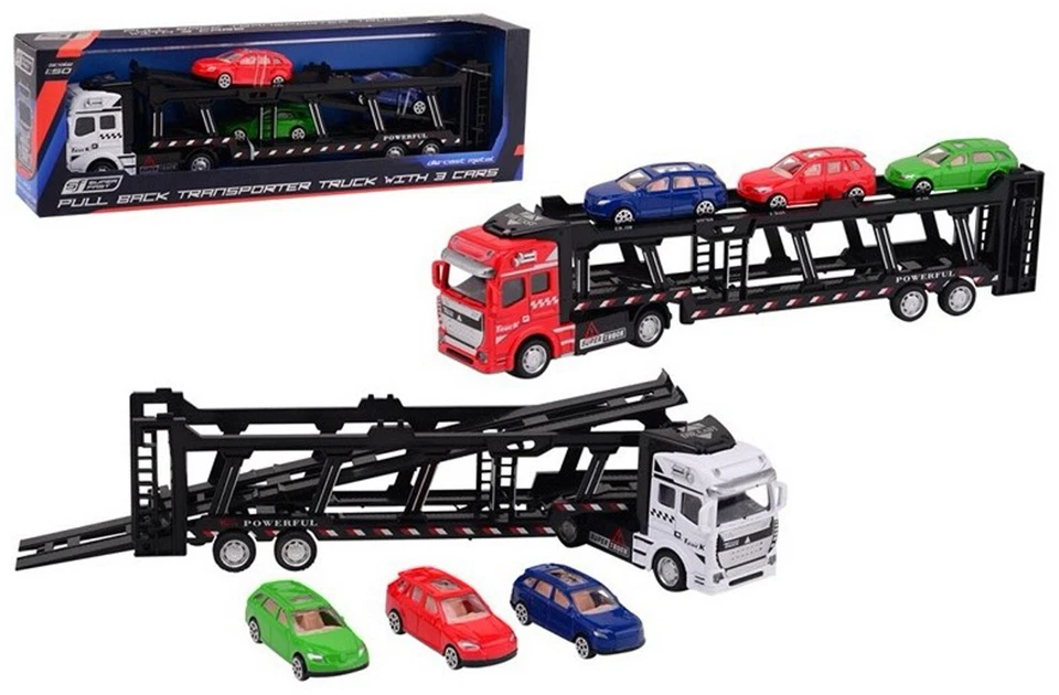 JohnToy Autotransporter LKW 1:50 - 3 Autos - ca. 32 cm Die-Cast Metal