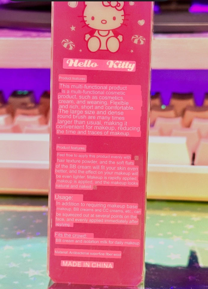 Base Hello Kitty maquiagem plano robusto pincel cabo rosa grosso novo na caixa - Imagem 3 de 4
